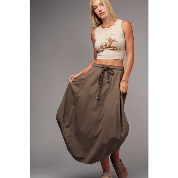 Urban Daizy Balloon Hem Drawstring Maxi Skirt - Picture 7 of 8